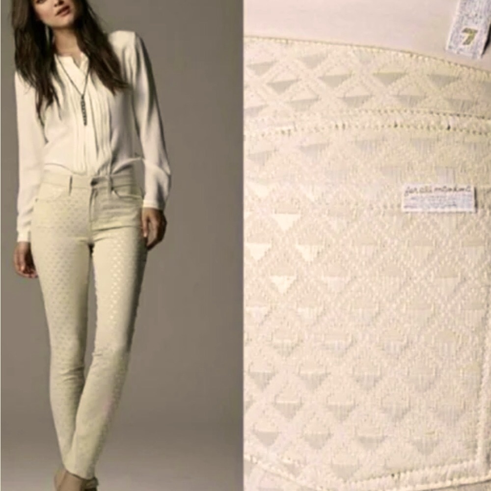 NWT / 7 For All Mankind Cream Textured Jeans